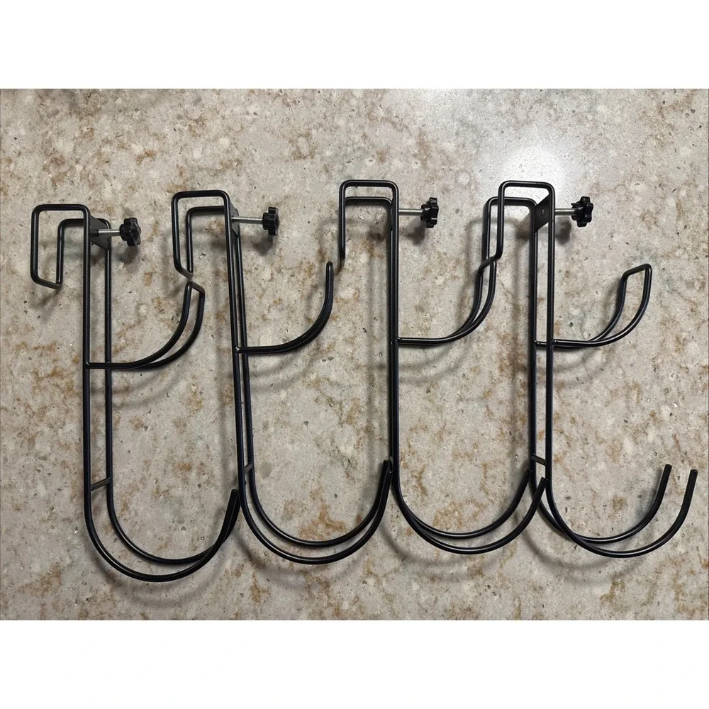 4 Pack Pool Leaf Skimmer Net Holder - Heavy Duty Pole Hangers Adjustable Fence